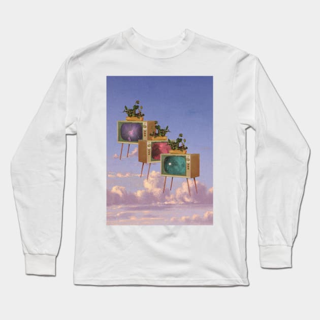 Retro Television Long Sleeve T-Shirt by linearcollages